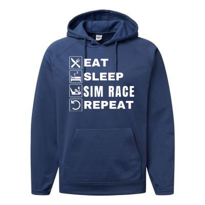 Eat Sleep Sim Race Repeat Sim Racer Car Racing Sim Racing Funny Gaming Esport Performance Fleece Hoodie