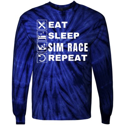 Eat Sleep Sim Race Repeat Sim Racer Car Racing Sim Racing Funny Gaming Esport Tie-Dye Long Sleeve Shirt