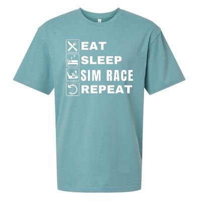 Eat Sleep Sim Race Repeat Sim Racer Car Racing Sim Racing Funny Gaming Esport Sueded Cloud Jersey T-Shirt