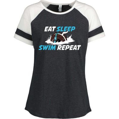 Eat Sleep Swim Repeat Gift Enza Ladies Jersey Colorblock Tee