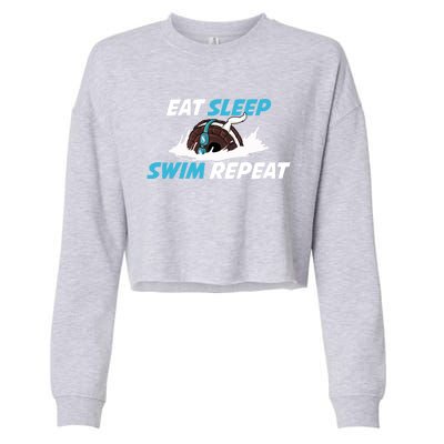 Eat Sleep Swim Repeat Gift Cropped Pullover Crew