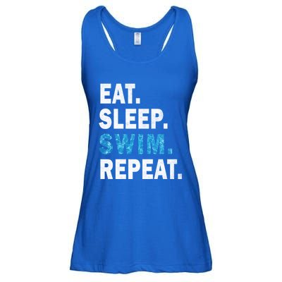 Eat Sleep Swim Repeat Great Idea For Swimmers Pool Effect Cute Gift Ladies Essential Flowy Tank