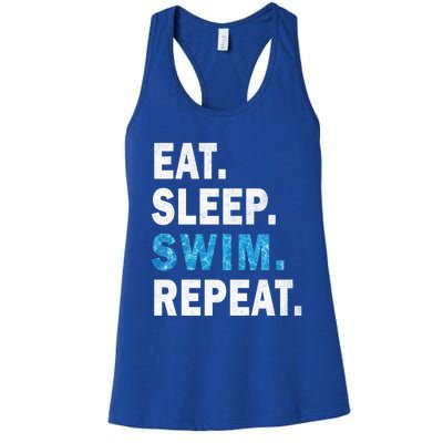 Eat Sleep Swim Repeat Great Idea For Swimmers Pool Effect Cute Gift Women's Racerback Tank