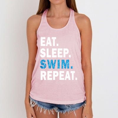 Eat Sleep Swim Repeat Great Idea For Swimmers Pool Effect Cute Gift Women's Knotted Racerback Tank