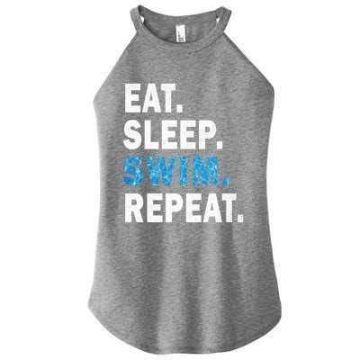 Eat Sleep Swim Repeat Great Idea For Swimmers Pool Effect Cute Gift Women’s Perfect Tri Rocker Tank