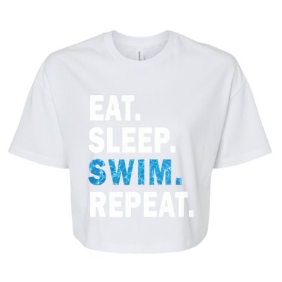 Eat Sleep Swim Repeat Great Idea For Swimmers Pool Effect Cute Gift Bella+Canvas Jersey Crop Tee