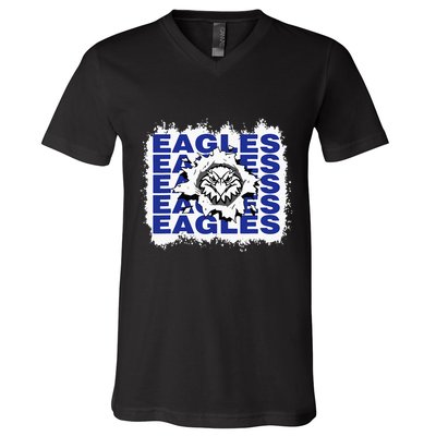 Eagles School Sports Fan Team Spirit V-Neck T-Shirt