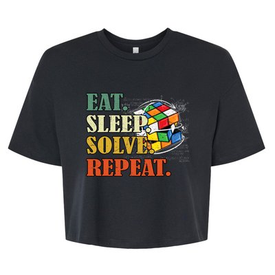 Eat Sleep Solve Repeat Math Speed Cubing Puzzle Lover Cube Bella+Canvas Jersey Crop Tee