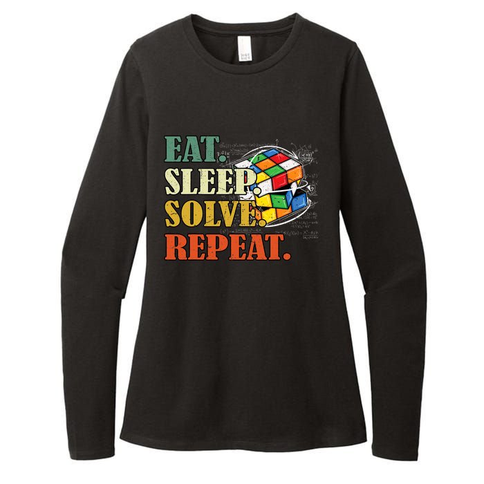 Eat Sleep Solve Repeat Math Speed Cubing Puzzle Lover Cube Womens CVC Long Sleeve Shirt