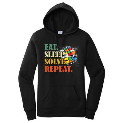 Eat Sleep Solve Repeat Math Speed Cubing Puzzle Lover Cube Women's Pullover Hoodie