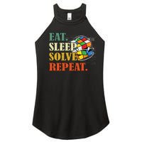 Eat Sleep Solve Repeat Math Speed Cubing Puzzle Lover Cube Women's Perfect Tri Rocker Tank