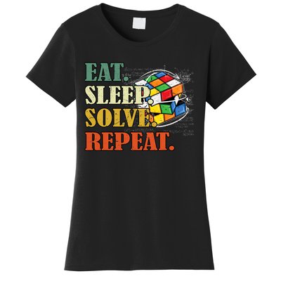 Eat Sleep Solve Repeat Math Speed Cubing Puzzle Lover Cube Women's T-Shirt