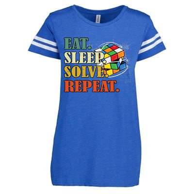 Eat Sleep Solve Repeat Math Speed Cubing Puzzle Lover Cube Enza Ladies Jersey Football T-Shirt