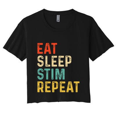 Eat Sleep Stim Repeat Autism Awareness Crop Top