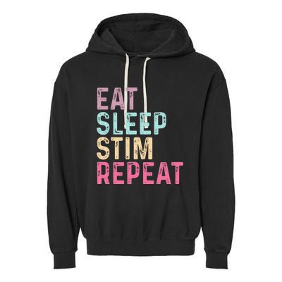 Eat Sleep Stim Repeat Autism Awareness Garment-Dyed Fleece Hoodie