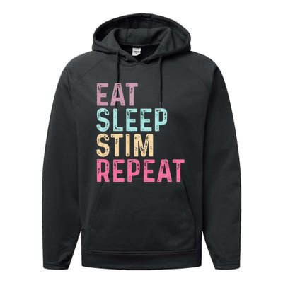 Eat Sleep Stim Repeat Autism Awareness Performance Fleece Hoodie