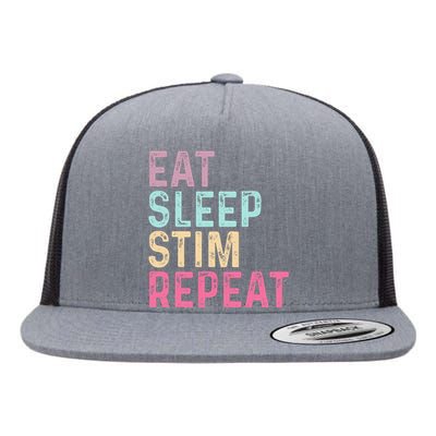 Eat Sleep Stim Repeat Autism Awareness Flat Bill Trucker Hat