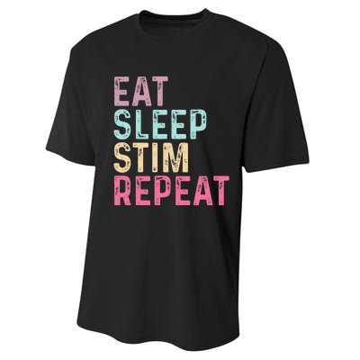 Eat Sleep Stim Repeat Autism Awareness Performance Sprint T-Shirt