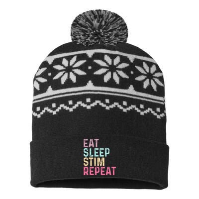 Eat Sleep Stim Repeat Autism Awareness USA-Made Snowflake Beanie