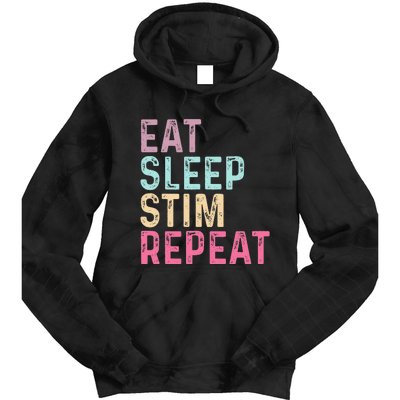 Eat Sleep Stim Repeat Autism Awareness Tie Dye Hoodie