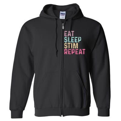 Eat Sleep Stim Repeat Autism Awareness Full Zip Hoodie