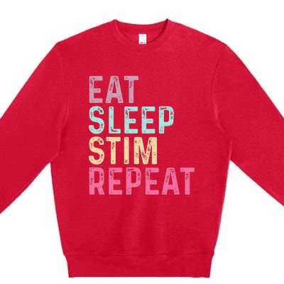 Eat Sleep Stim Repeat Autism Awareness Premium Crewneck Sweatshirt