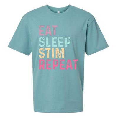 Eat Sleep Stim Repeat Autism Awareness Sueded Cloud Jersey T-Shirt