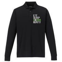 Eat Sleep Soccer Repeat Cool Sport Player Gift Performance Long Sleeve Polo