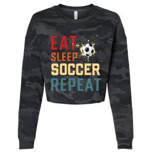 Eat Sleep Soccer Repeat Soccer Gifts For Boy Cropped Pullover Crew