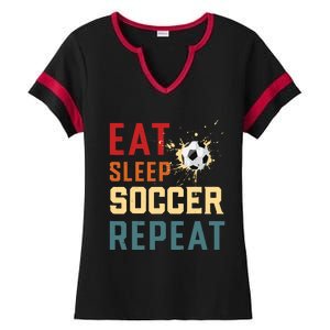 Eat Sleep Soccer Repeat Soccer Gifts For Boy Ladies Halftime Notch Neck Tee