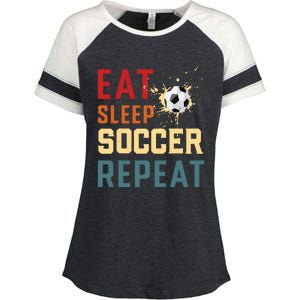 Eat Sleep Soccer Repeat Soccer Gifts For Boy Enza Ladies Jersey Colorblock Tee