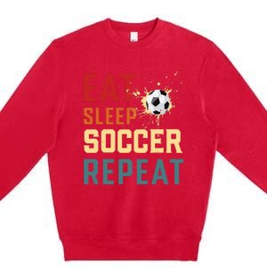 Eat Sleep Soccer Repeat Soccer Gifts For Boy Premium Crewneck Sweatshirt