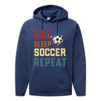 Eat Sleep Soccer Repeat Soccer Gifts For Boy Performance Fleece Hoodie