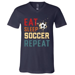 Eat Sleep Soccer Repeat Soccer Gifts For Boy V-Neck T-Shirt