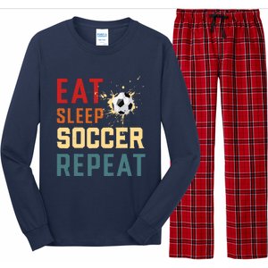 Eat Sleep Soccer Repeat Soccer Gifts For Boy Long Sleeve Pajama Set