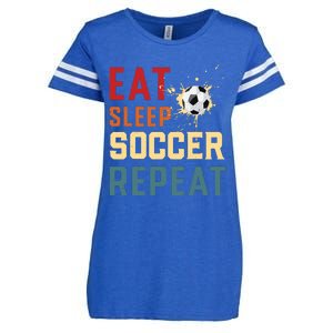 Eat Sleep Soccer Repeat Soccer Gifts For Boy Enza Ladies Jersey Football T-Shirt