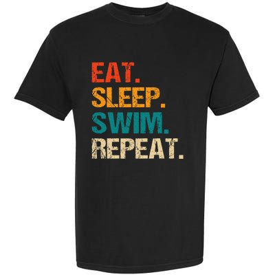 Eat Sleep Swim Repeat Swimmer Garment-Dyed Heavyweight T-Shirt