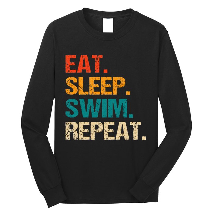 Eat Sleep Swim Repeat Swimmer Long Sleeve Shirt