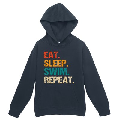 Eat Sleep Swim Repeat Swimmer Urban Pullover Hoodie