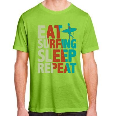 Eat Surfing Sleep Repeat Summer Beach Retro Sunset Gift Adult ChromaSoft Performance T-Shirt