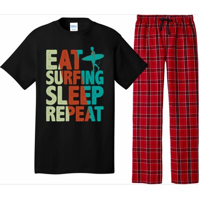 Eat Surfing Sleep Repeat Summer Beach Retro Sunset Gift Pajama Set