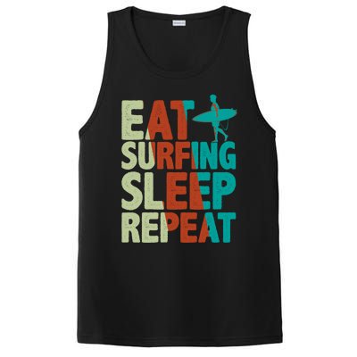 Eat Surfing Sleep Repeat Summer Beach Retro Sunset Gift PosiCharge Competitor Tank