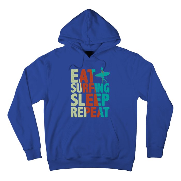 Eat Surfing Sleep Repeat Summer Beach Retro Sunset Gift Hoodie