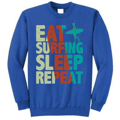 Eat Surfing Sleep Repeat Summer Beach Retro Sunset Gift Sweatshirt