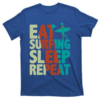 Eat Surfing Sleep Repeat Summer Beach Retro Sunset Gift T-Shirt