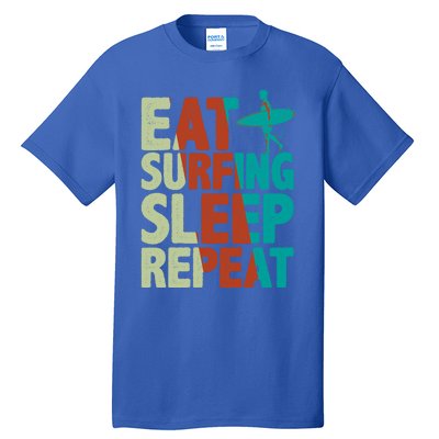 Eat Surfing Sleep Repeat Summer Beach Retro Sunset Gift Tall T-Shirt