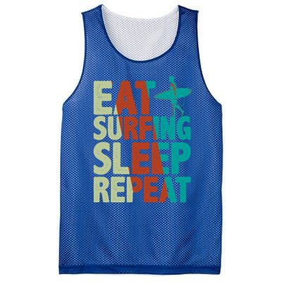 Eat Surfing Sleep Repeat Summer Beach Retro Sunset Gift Mesh Reversible Basketball Jersey Tank