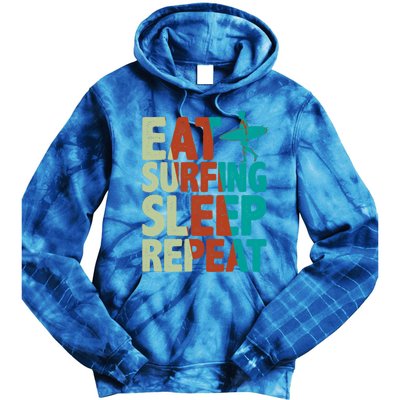 Eat Surfing Sleep Repeat Summer Beach Retro Sunset Gift Tie Dye Hoodie