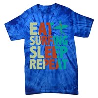 Eat Surfing Sleep Repeat Summer Beach Retro Sunset Gift Tie-Dye T-Shirt