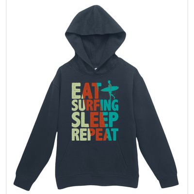 Eat Surfing Sleep Repeat Summer Beach Retro Sunset Gift Urban Pullover Hoodie